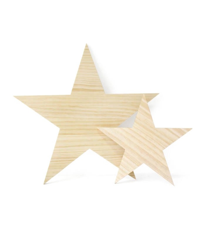 Pareja de Estrellas en madera natural. Formas de madera