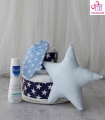 Tarta pañales estrellas 2 pisos con MUSTELA. Comprar tartas de pañales originales