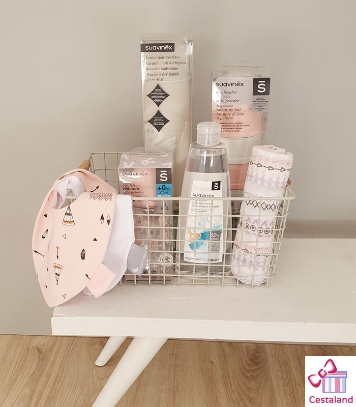 Cesta biberón de paseo. Canastilla para bebés.