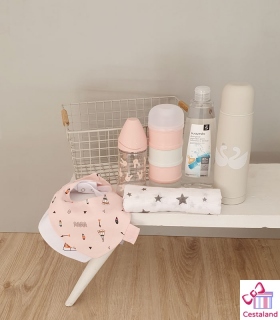 Cesta biberón de paseo. Canastilla para bebés.