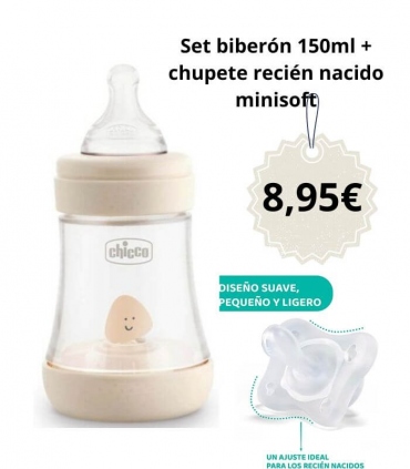 Biberon + chupete recién nacido chicco