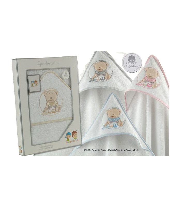 Capa Baño para Bebés 100% algodón osito. Comprar toalla para bebes