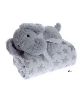 Elefante de peluche con manta