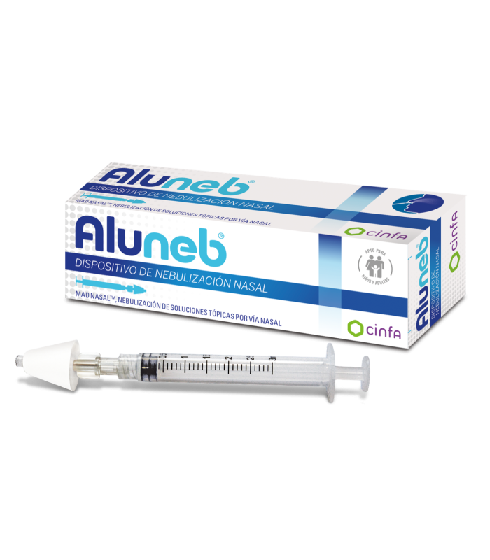 Aluneb dispositivo para nebulización nasal con jeringuilla
