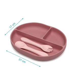 Vajilla silicona ventosa platos con compartimento.