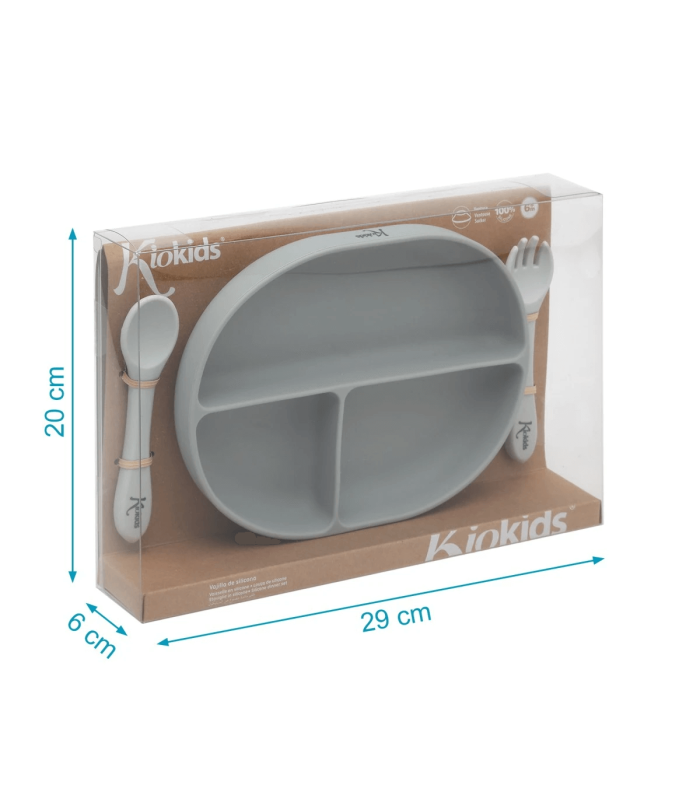 Vajilla silicona ventosa platos con compartimento.