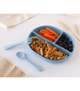 Vajilla silicona ventosa platos con compartimento.