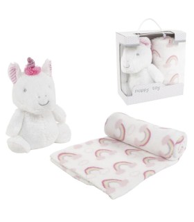Peluche con manta unicornio para bebé