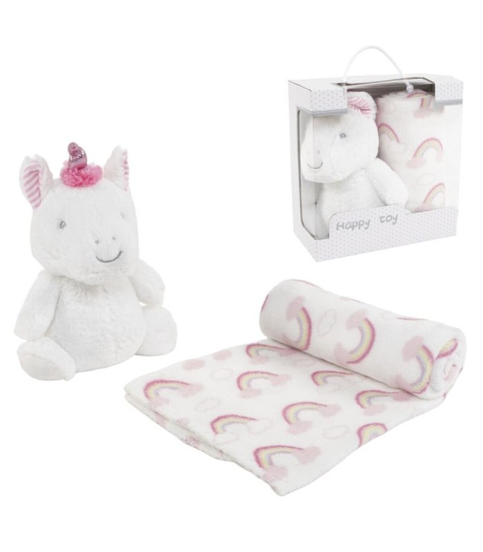 Peluche con manta unicornio para bebé