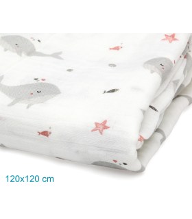 Muselina Algodón mar. Comprar muselina para bebé