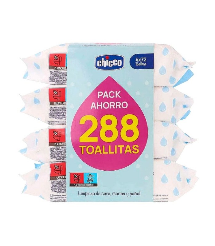 Pack de 4 Toallitas CHICCO baby moments 72 uds