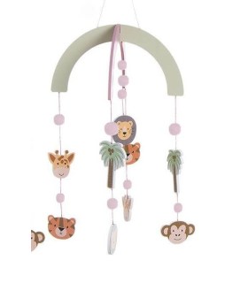 Móvil de cuna animales de la jungla de madera