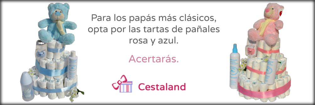 tartas de pañales originales en rosa y azul