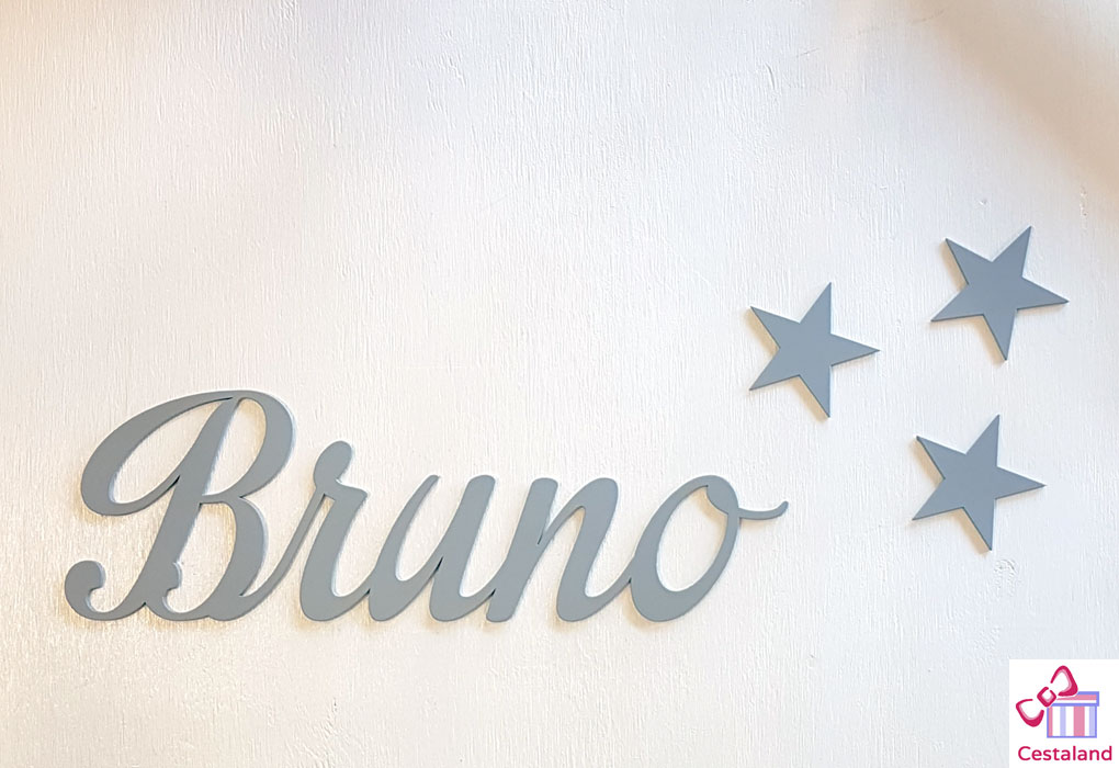 Letras madera Bruno gris con estrellas